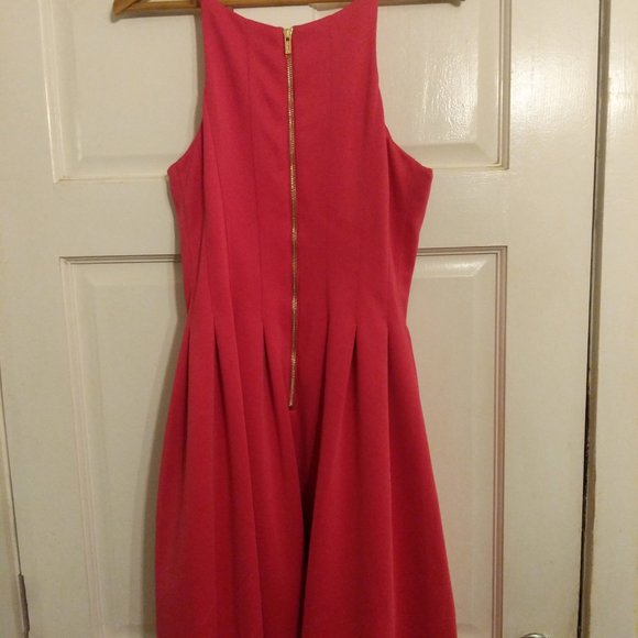 Calvin Klein Pink Scuba Watermelon Classic Fit and Flare Dress Size 10 - Picture 6 of 9